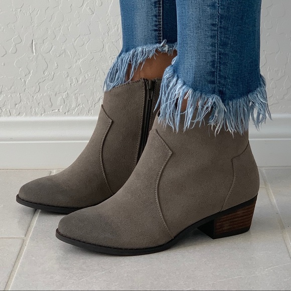 Taupe Western Stitched Ankle Bootie - Picture 2 of 7